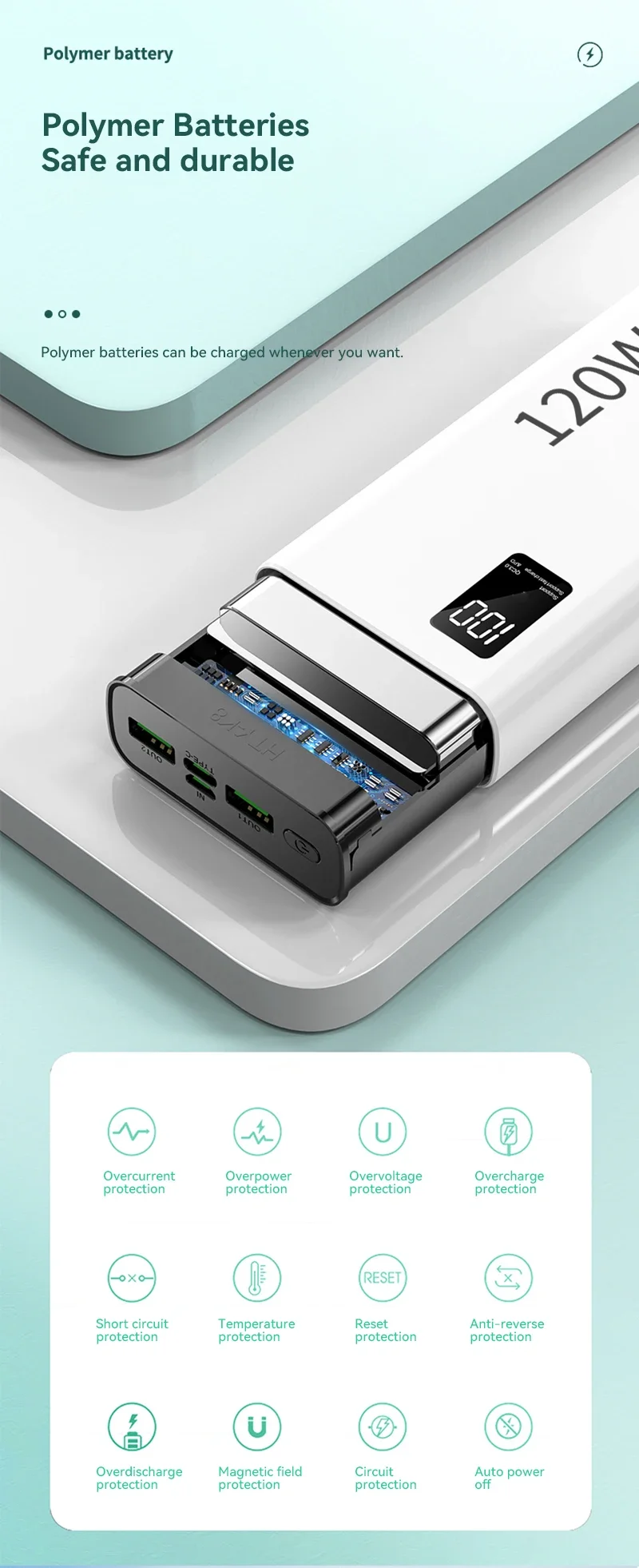Xiaomi 120W Super Fast Charging Power Bank 30000mAh Power Bank compatto aggiornato Power Bank portatile per viaggi e campeggio