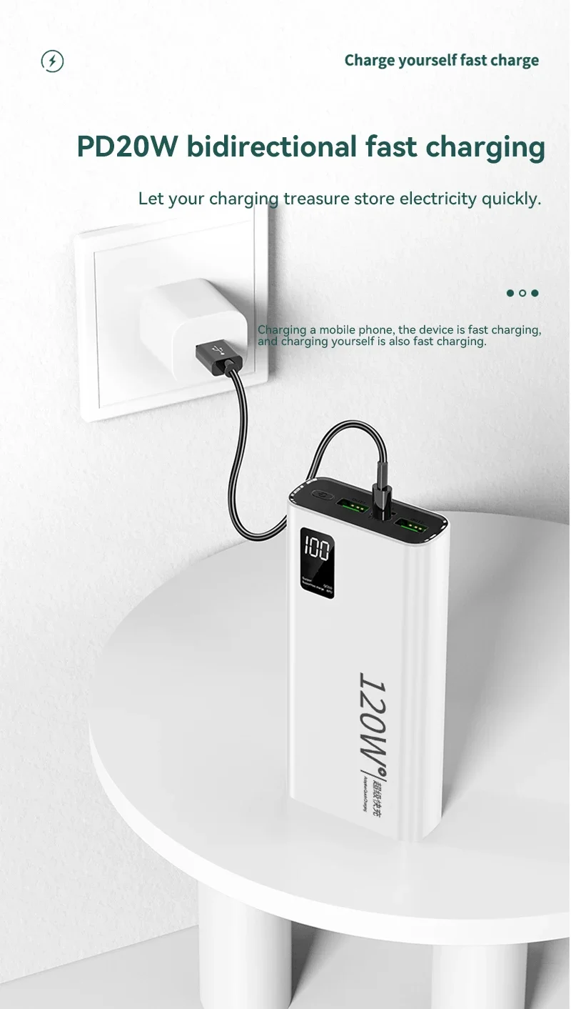 Xiaomi 120W Super Fast Charging Power Bank 30000mAh Power Bank compatto aggiornato Power Bank portatile per viaggi e campeggio