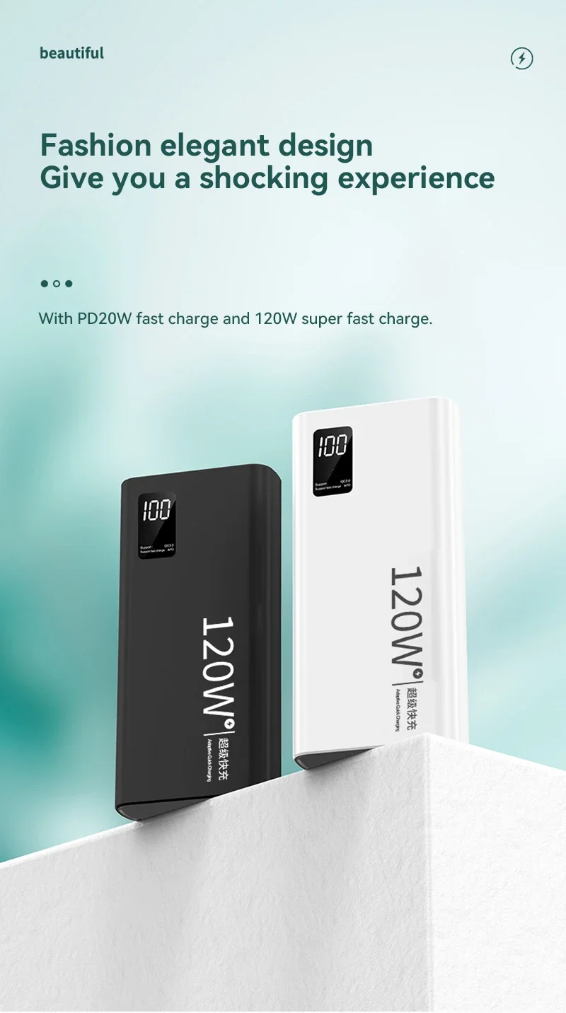 Xiaomi 120W Super Fast Charging Power Bank 30000mAh Power Bank compatto aggiornato Power Bank portatile per viaggi e campeggio