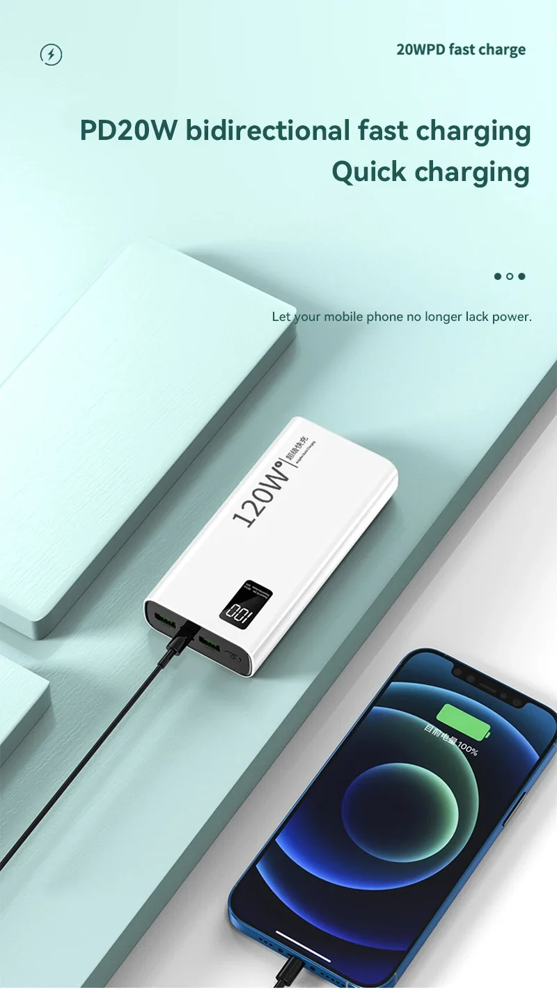 Xiaomi 120W Super Fast Charging Power Bank 30000mAh Power Bank compatto aggiornato Power Bank portatile per viaggi e campeggio