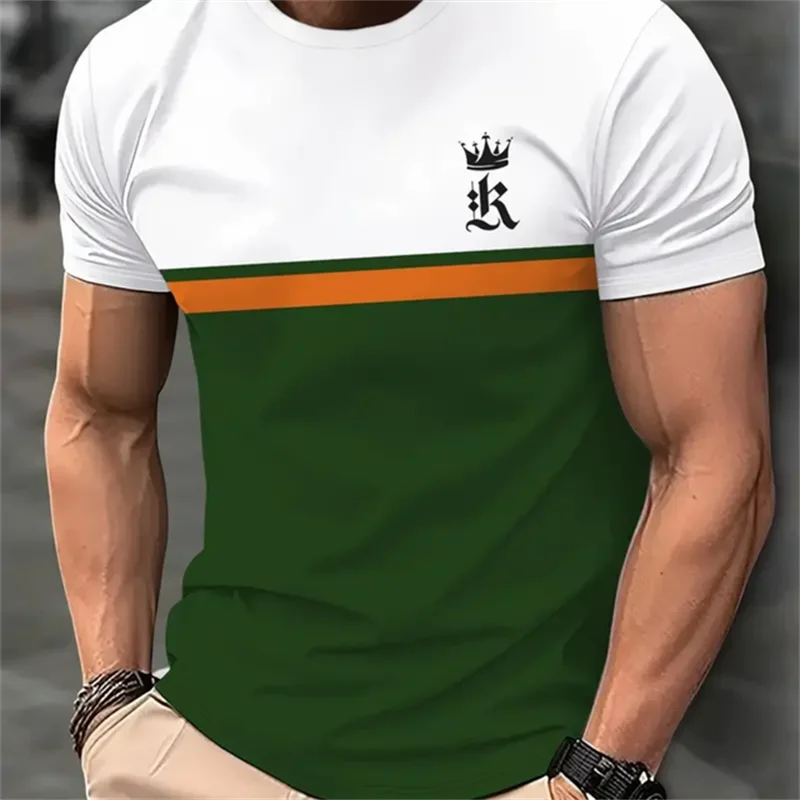 Maglietta divertente con motivo a lettera 3D per uomo T-Shirt con stampa a righe moda estate vendita calda magliette a maniche corte T-Shirt allentate con scollo a o Casual