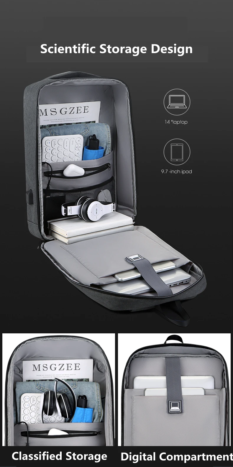 Zaino antifurto zaino funzionale Unisex 2022 nuova borsa per Laptop con sfaccettatura diamantata impermeabile di grande capacità con blocco doganale USB