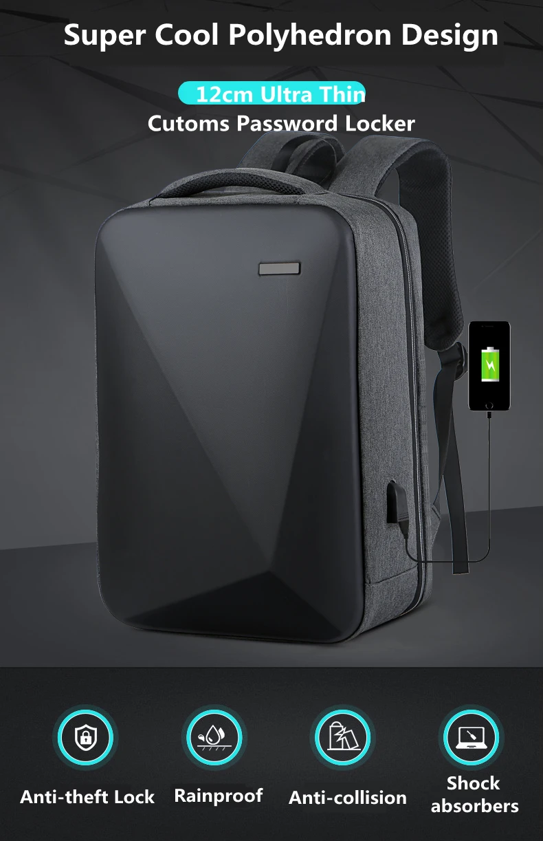 Zaino antifurto zaino funzionale Unisex 2022 nuova borsa per Laptop con sfaccettatura diamantata impermeabile di grande capacità con blocco doganale USB