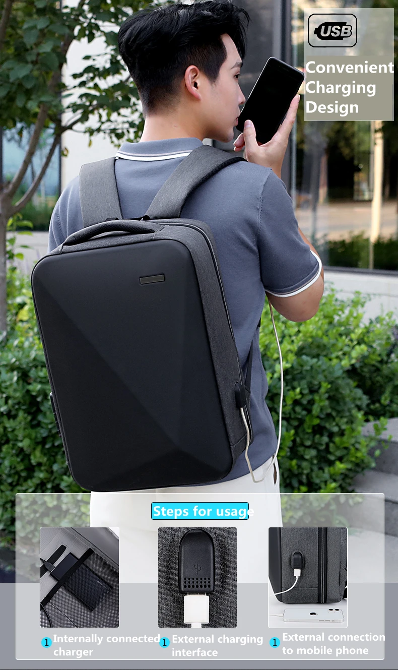 Zaino antifurto zaino funzionale Unisex 2022 nuova borsa per Laptop con sfaccettatura diamantata impermeabile di grande capacità con blocco doganale USB
