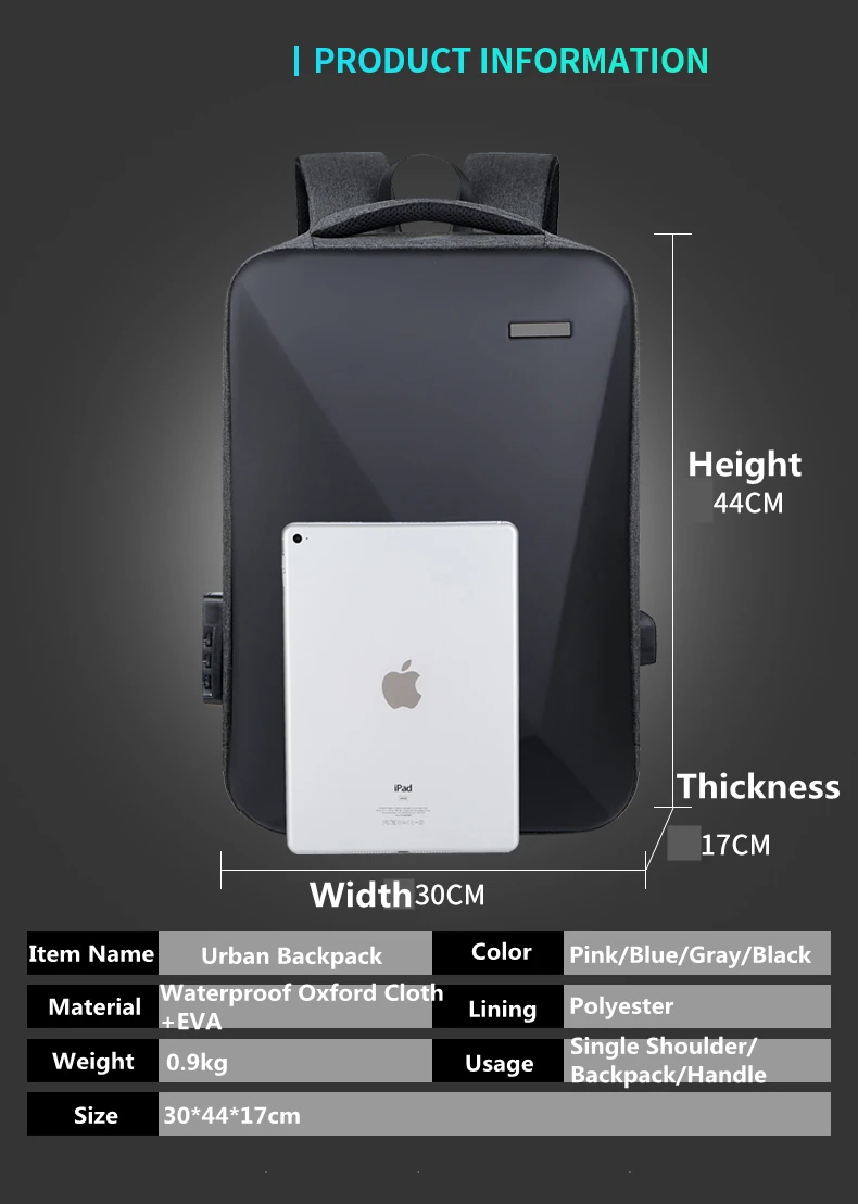 Zaino antifurto zaino funzionale Unisex 2022 nuova borsa per Laptop con sfaccettatura diamantata impermeabile di grande capacità con blocco doganale USB