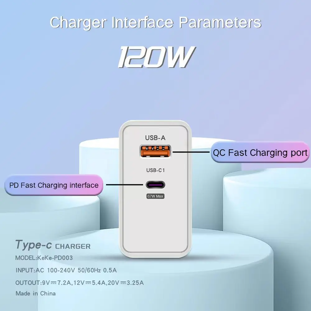 Xiaomi 120W Fast Charger USB Type C PD Cable EU Hypercharge Quick Charge 3.0 Adapter For iPhone Samsung Oneplus Pixel Cellphones - Image 6