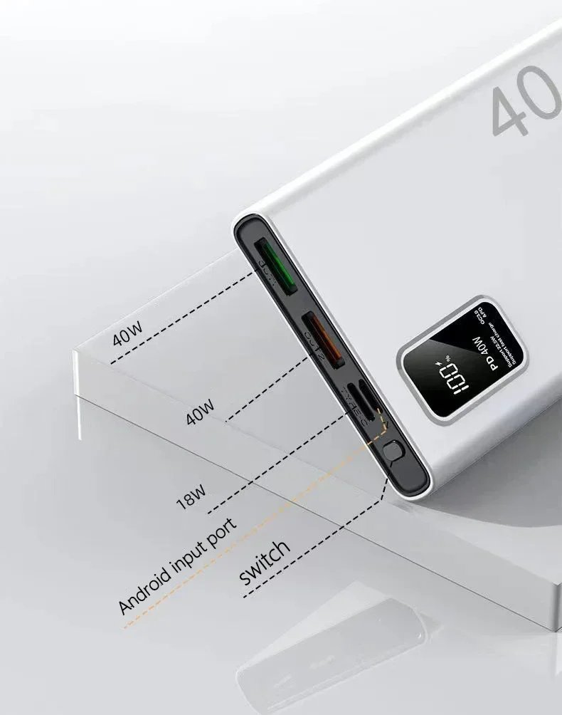 PD40W Super Fast Charging Power Bank Portable 20000mAh Digital Display External Battery Charger For Xiaomi IPhone 11 12 13 14Pro PD40W Super Fast Charging Power Bank Portable 20000mAh Digital Display External Battery Charger For Xiaomi IPhone 11 12 13 14Pro