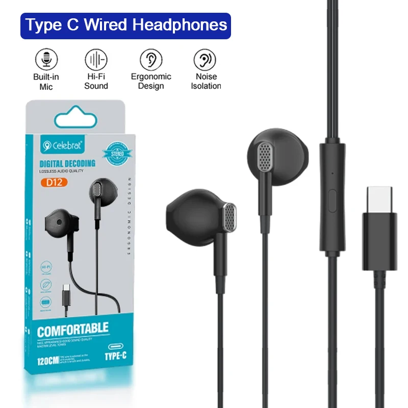 Black USB-C Earphone
