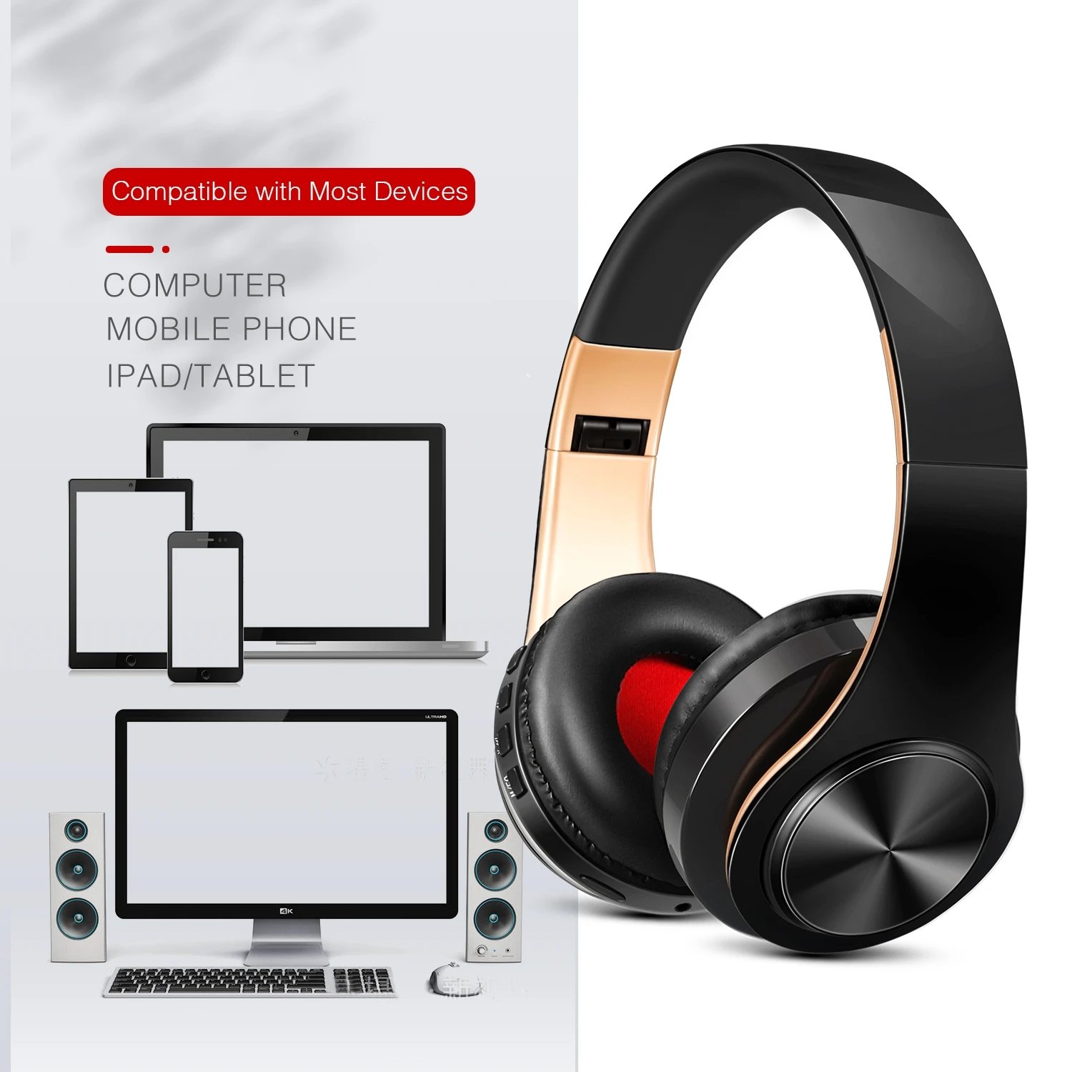 Men Gift Gold Wireless Headphones Bluetooth Earphone Stereo Headset with Build-in MIC with 3.5mm Jack for Xiaomi Samsung IPHONE Men Gift Gold Wireless Headphones Bluetooth Earphone Stereo Headset with Build-in MIC with 3.5mm Jack for Xiaomi Samsung IPHONE