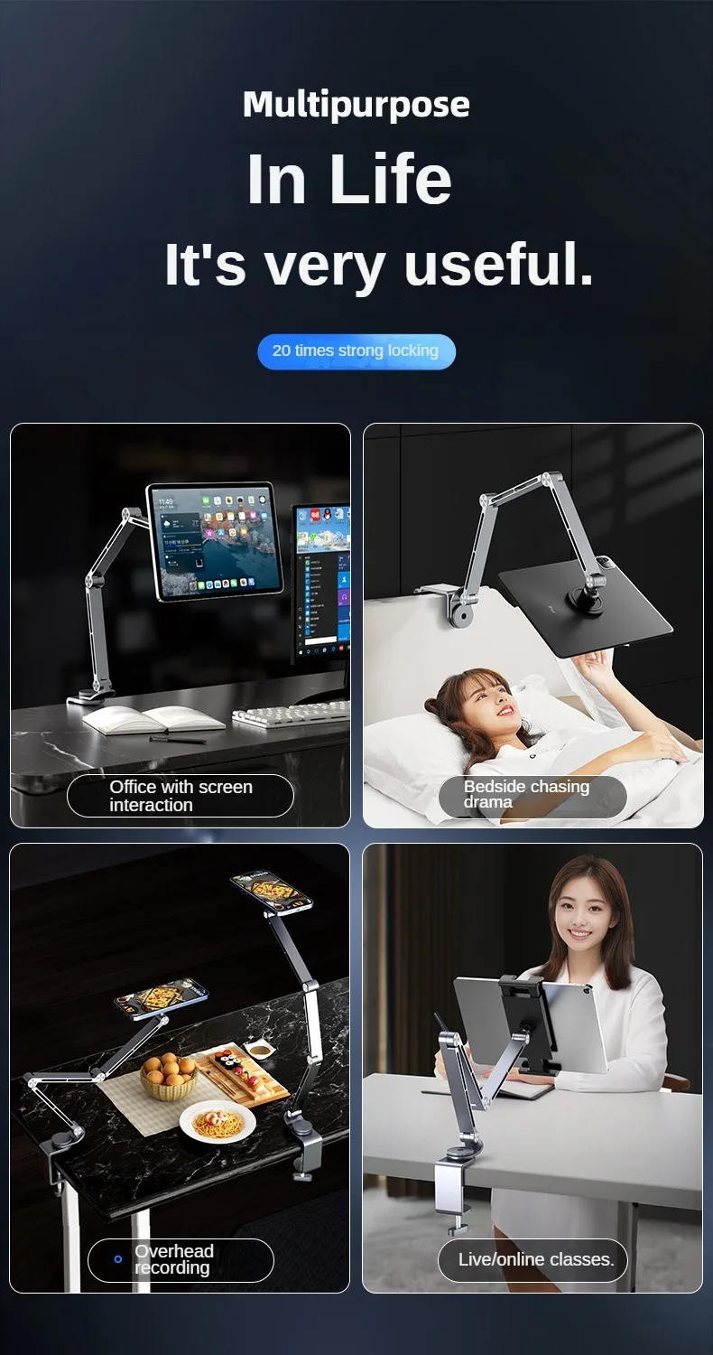 Dktop Magnetic Tablet Phone Stand Magnetic Phone Adjustable Boom Arm Stand Suitable for iPad Lazy Folding Aluminum Alloy holders