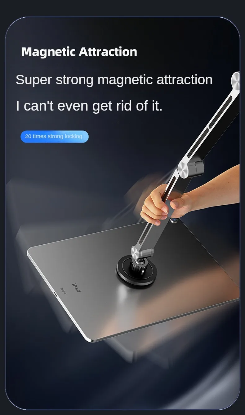 Dktop Magnetic Tablet Phone Stand Magnetic Phone Adjustable Boom Arm Stand Suitable for iPad Lazy Folding Aluminum Alloy holders