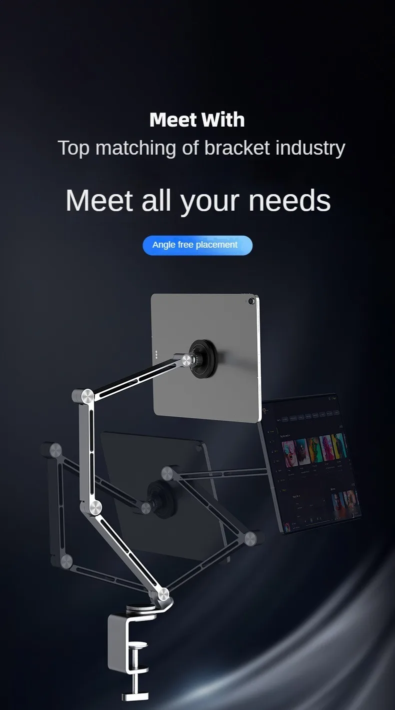 Dktop Magnetic Tablet Phone Stand Magnetic Phone Adjustable Boom Arm Stand Suitable for iPad Lazy Folding Aluminum Alloy holders