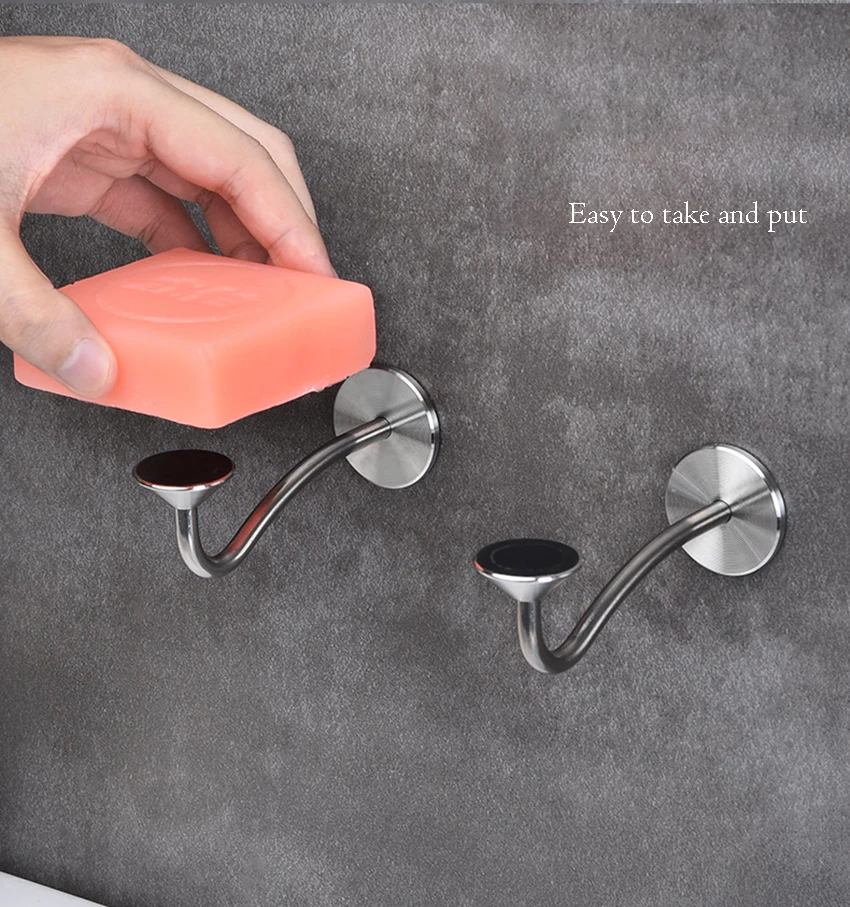 1 Piece Stainless Steel Magnetic Soap Rack, Multi-Functional Wall-Mounted Self-Drainage, For Bathroom, Kitchen, Shower Room