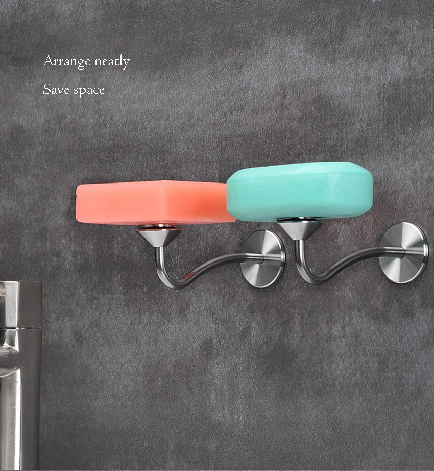 1 Piece Stainless Steel Magnetic Soap Rack, Multi-Functional Wall-Mounted Self-Drainage, For Bathroom, Kitchen, Shower Room