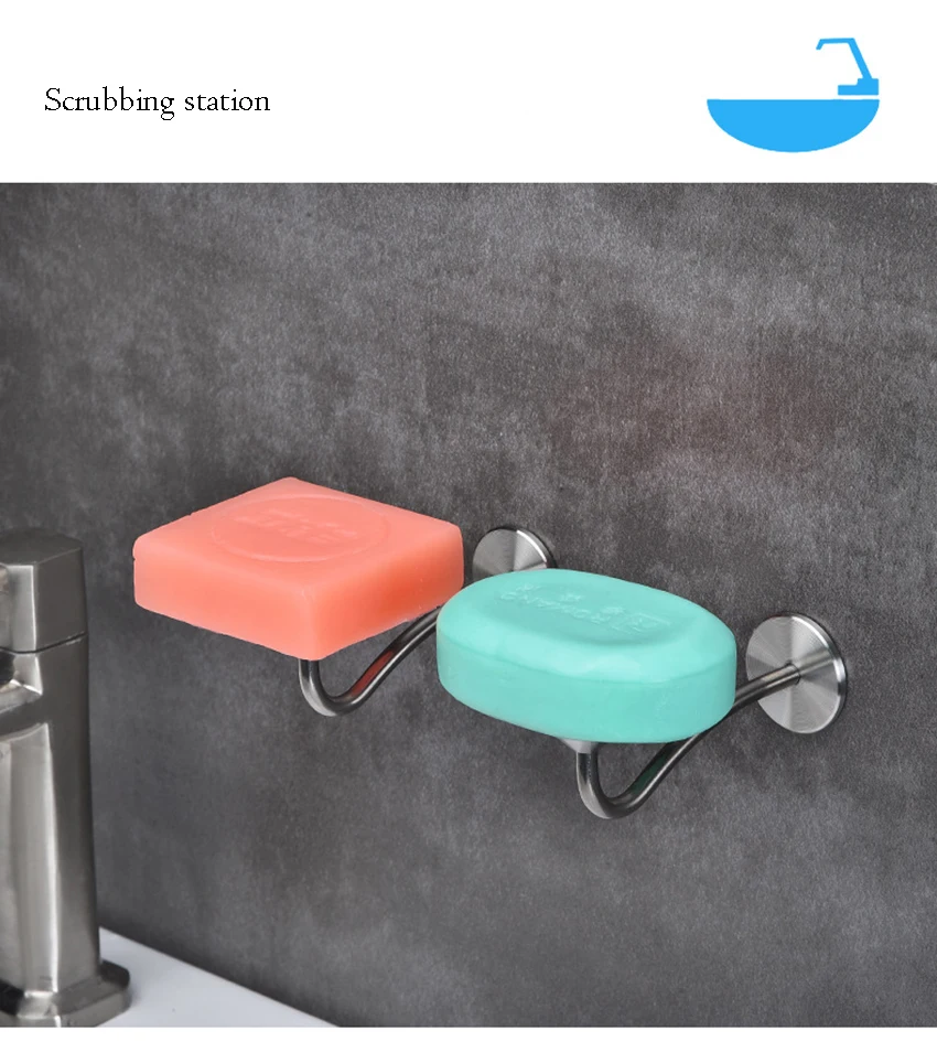 1 Piece Stainless Steel Magnetic Soap Rack, Multi-Functional Wall-Mounted Self-Drainage, For Bathroom, Kitchen, Shower Room