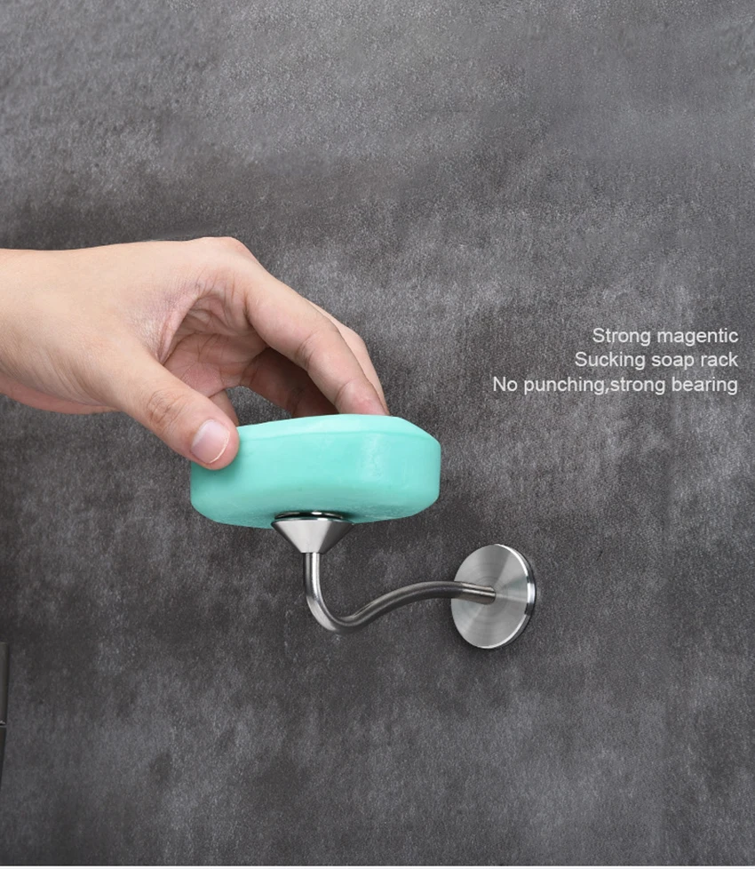 1 Piece Stainless Steel Magnetic Soap Rack, Multi-Functional Wall-Mounted Self-Drainage, For Bathroom, Kitchen, Shower Room