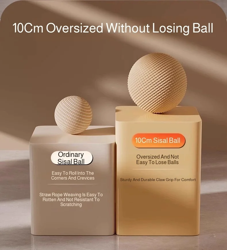 8/10CM Interactive Sisal Cat Scratching Ball Toy For Kitten Teeth Cleaning Anti Bite Cat Ball Sounding Toy Pet Supplies