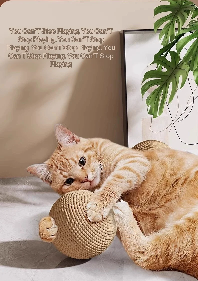 8/10CM Interactive Sisal Cat Scratching Ball Toy For Kitten Teeth Cleaning Anti Bite Cat Ball Sounding Toy Pet Supplies