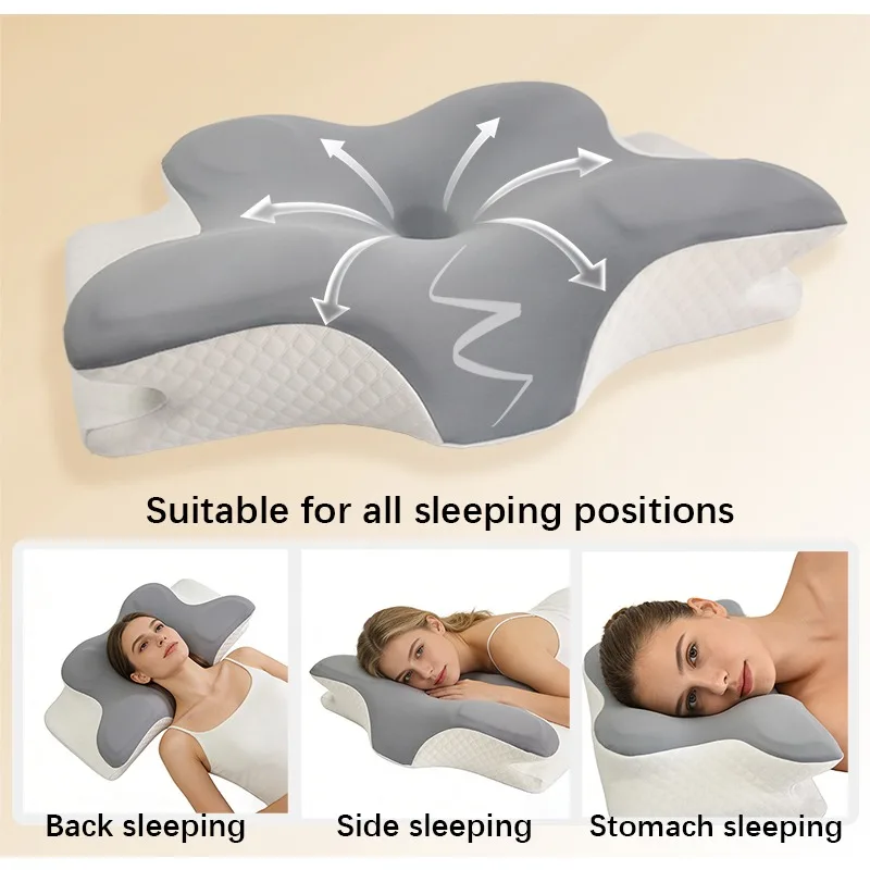 Memory Foam Pillow Cervical Pillow Neck Pain Relief Contour Ergonomic Orthopedic Neck Support for Side Back Stomach Sleeper Gift